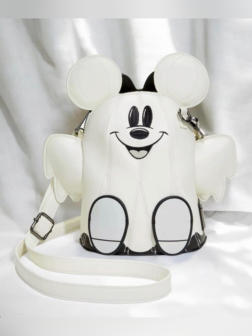 Loungefly Disney Mickey Mouse/Minnie Mouse Ghost Glow-In-The-Dark Crossbody Bag